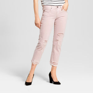 Mossimo Distresse Cropped Pink Boyfriend Jeans